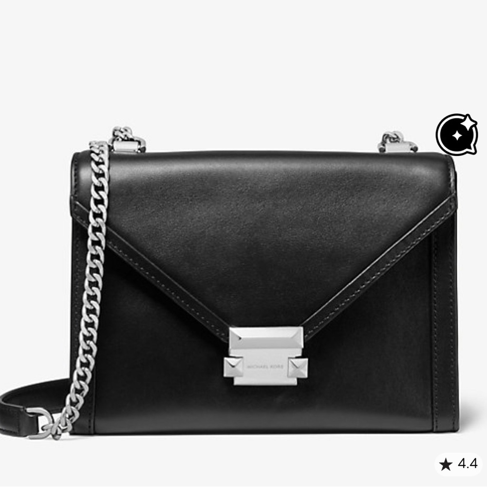Michael Kors Black Crossbody Bag with Silver Chain